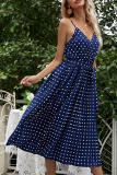 Elegant Dot With Belt V Neck A Line Dresses