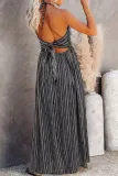 Fashion Street Print Split Joint V Neck A Line Dresses