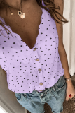 Casual Dot Split Joint V Neck Tops