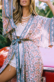 Casual Print Patchwork Cardigan Collar Outerwear