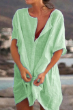 Casual Solid Patchwork V Neck Tops