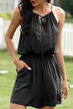 Fashion Casual Solid Frenulum Spaghetti Strap Loose Rompers