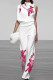 Elegant Print Turtleneck Sleeveless Two Pieces