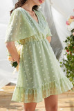 Fashion Simplicity Solid Split Joint V Neck A Line Dresses