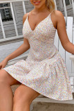 Fashion Street Print Split Joint V Neck A Line Dresses