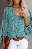 Elegant Print Floral Basic V Neck Tops