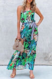 Fashion Casual Print Split Joint Spaghetti Strap A Line Dresses