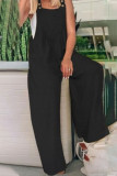 Fashion Casual Solid Split Joint Spaghetti Strap Loose Jumpsuits
