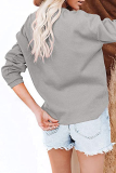 Casual Solid Buckle O Neck Tops(6 Colors)