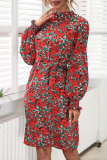Fashion Elegant Floral Split Joint Frenulum O Neck A Line Dresses