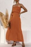 Fashion Casual Solid Split Joint Strapless A Line Dresses