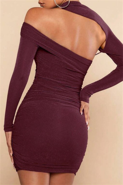 Sexy Casual Solid Hollowed Out Backless O Neck Long Sleeve Dresses