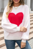 Casual Heart Shaped Patchwork Contrast O Neck Tops