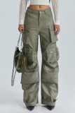 Casual Solid Patchwork Regular Mid Waist Conventional Solid Color Trousers