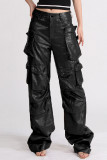 Casual Solid Patchwork Regular Mid Waist Conventional Solid Color Trousers