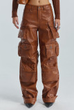 Casual Solid Patchwork Regular Mid Waist Conventional Solid Color Trousers
