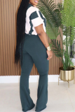 Casual Patchwork Zipper Zipper Collar Jumpsuits
