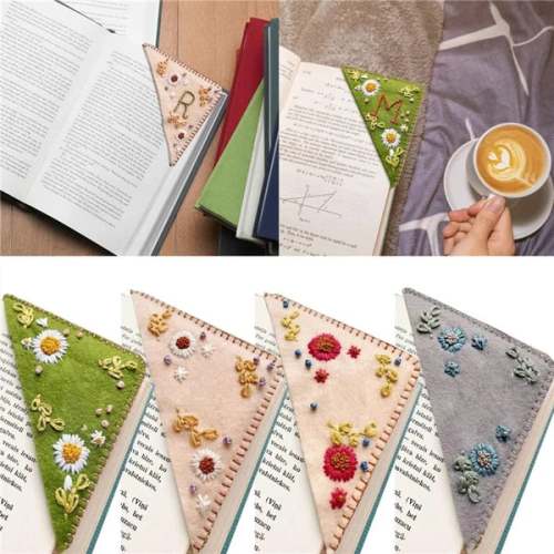 Bloomy Line - Personalized Hand Embroidered Corner Bookmark