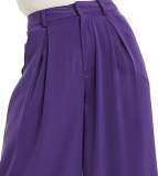 High Waisted Plicated Side Pocket Wide Leg Solid Palazzo Waffle Casual Pants——Buy 2 & free shipping