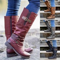 Buy 2 Free Shipping - Women's Vintage Zipper High Snow Boots