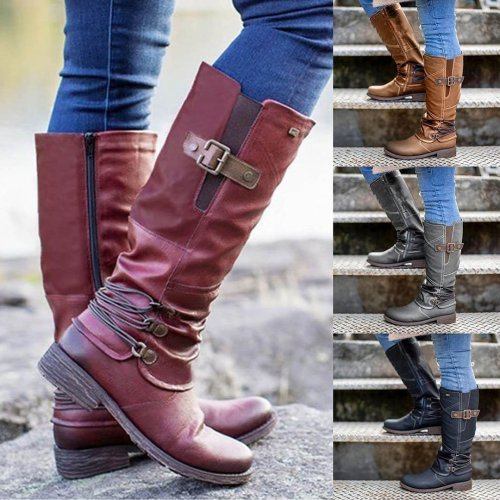 Buy 2 Free Shipping - Women's Vintage Zipper High Snow Boots
