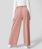 High Waisted Plicated Side Pocket Wide Leg Solid Palazzo Waffle Casual Pants——Buy 2 & free shipping