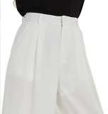 High Waisted Plicated Side Pocket Wide Leg Solid Palazzo Waffle Casual Pants——Buy 2 & free shipping