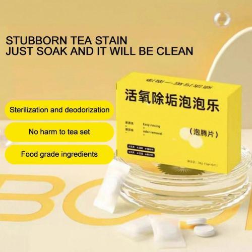 Bubble active oxygen decontamination and descaling effervescent tablets can clean clothes and tea sets