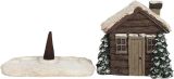 Log Cabin Snowy Winter Incense Cone Burner