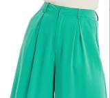 High Waisted Plicated Side Pocket Wide Leg Solid Palazzo Waffle Casual Pants——Buy 2 & free shipping