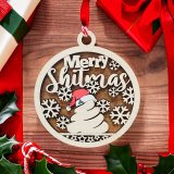 Wooden Merry Shitmas Ornament