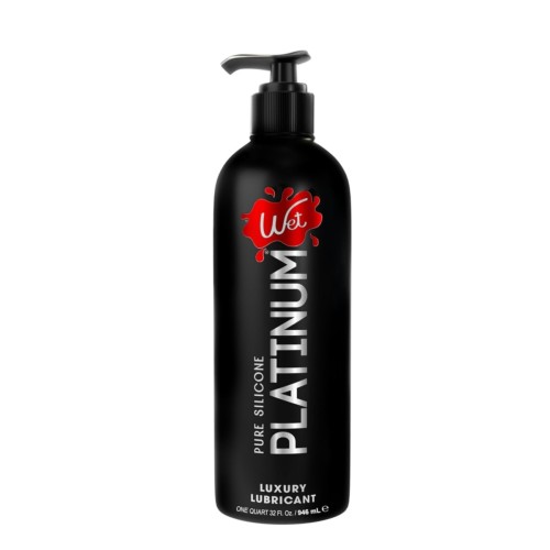 Wet Platinum Silicone-Based Lube for Men, Women & Couples,32 Fl Oz - Ultra Long-Lasting & Water-Resistant Premium Personal Lubricant - Safe to Use with Latex Condoms - Non-Sticky & Hypoallergenic