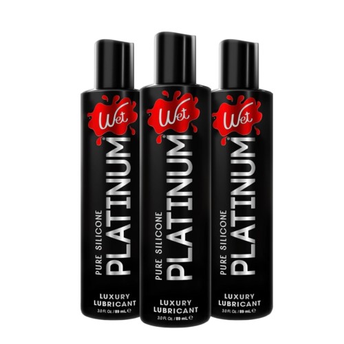 Wet Platinum Silicone-Based Lube for Men, Women & Couples, 3*3Fl Oz - Ultra Long-Lasting & Water-Resistant Premium Personal Lubricant - Safe to Use with Latex Condoms - Non-Sticky & Hypoallergenic
