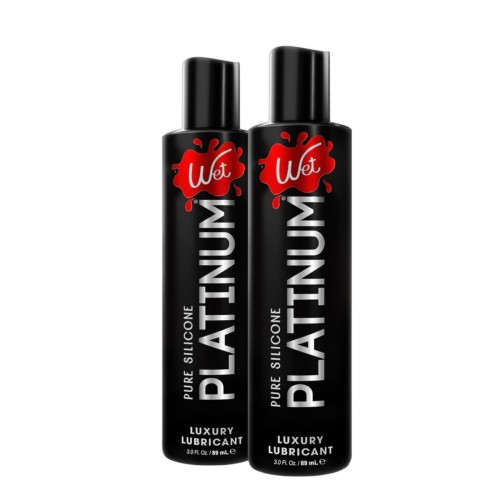 Wet Platinum Silicone-Based Lube for Men, Women & Couples, 2*3.0 Fl Oz - Ultra Long-Lasting & Water-Resistant Premium Personal Lubricant - Safe to Use with Latex Condoms - Non-Sticky & Hypoallergenic