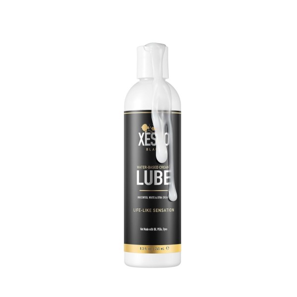 XESSO Water-Based Creamy Lube, Unscented 8.3 Fl Oz, Thick White Gel-Like Slippery Glide, Hypoallergenic for Women, Men & Couples. Made in US & Discreet Package. Package May Vary