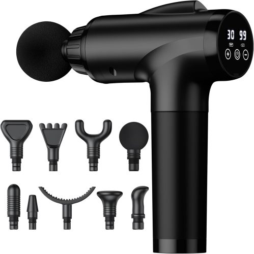 Massage Gun Deep Tissue, Handheld Electric Muscle Massager, High Intensity Percussion Massage Device for Pain Relief with 9 Attachments & 30 Speed