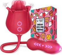 Sex Toys Rose Vibrator Dildo - MOOLIGIRL 4IN1 Adult Sex Toys for Women with 9 Tongue Licking & Thrusting Dildos G Spot Vibrators, Anal Sex Toy Clit Nipple Stimulator Licker for Female Men Couples