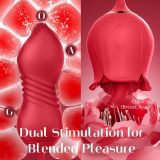 Sex Toys Rose Vibrator Dildo - MOOLIGIRL 4IN1 Adult Sex Toys for Women with 9 Tongue Licking & Thrusting Dildos G Spot Vibrators, Anal Sex Toy Clit Nipple Stimulator Licker for Female Men Couples