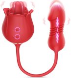 Sex Toys Rose Vibrator Dildo - MOOLIGIRL 4IN1 Adult Sex Toys for Women with 9 Tongue Licking & Thrusting Dildos G Spot Vibrators, Anal Sex Toy Clit Nipple Stimulator Licker for Female Men Couples