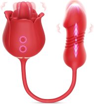 Sex Toys Rose Vibrator Dildo - MOOLIGIRL 4IN1 Adult Sex Toys for Women with 9 Tongue Licking & Thrusting Dildos G Spot Vibrators, Anal Sex Toy Clit Nipple Stimulator Licker for Female Men Couples