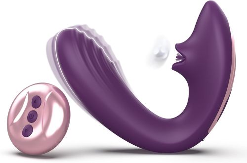 Tracy's Dog Clitoral Licking G Spot Vibrator, Tongue Adult Toys with Remote Control for Women Couple Play, Vibrating Sex Toy for Double Stimulation with 7 Licking & 10 Vibration Patterns, Purple