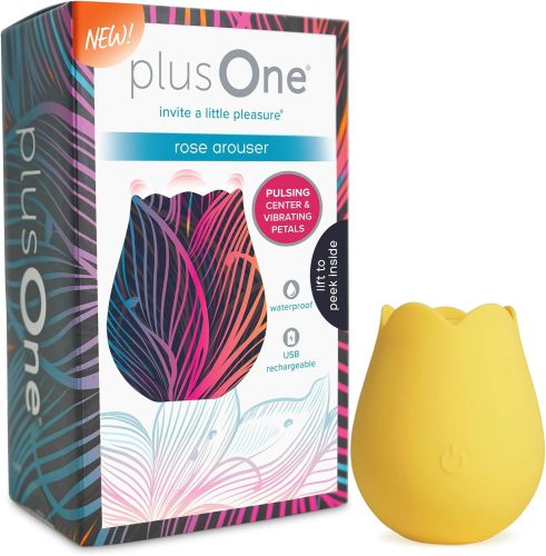 plusOne Rose Toy Vibrator for Women - Clitoral Stimulator Made of Body-Safe Silicone, IPX-7 Waterproof, USB Rechargeable & 10 Pulsing Settings, Red