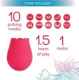 plusOne Rose Toy Vibrator for Women - Clitoral Stimulator Made of Body-Safe Silicone, IPX-7 Waterproof, USB Rechargeable & 10 Pulsing Settings, Red