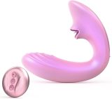Tracy's Dog Clitoral Licking G Spot Vibrator, Tongue Adult Toys with Remote Control for Women Couple Play, Vibrating Sex Toy for Double Stimulation with 7 Licking & 10 Vibration Patterns, Purple