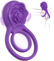 Vibrating Cock Ring with Rose Clitoral Stimulator, Pleasure Penis Ring Vibrator Couples Adult Sex Toys for Men Women, 7 Vibrations Male Couple Sex Toy
