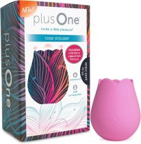 plusOne Rose Toy Vibrator for Women - Clitoral Stimulator Made of Body-Safe Silicone, IPX-7 Waterproof, USB Rechargeable & 10 Pulsing Settings, Red