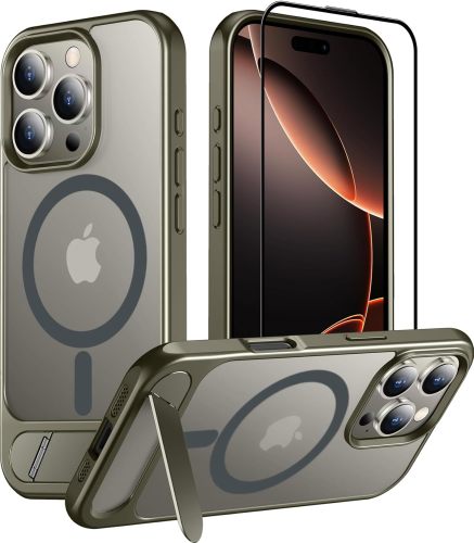 Temdan Magnetic Compatible with iPhone 16 Pro Case, [Built-in Invisible Kickstand][Compatible with MagSafe] [Military Grade Shockproof] Slim Translucent Matte Phone Case for iPhone 16 Pro 6.3 