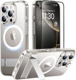 Temdan Magnetic Compatible with iPhone 16 Pro Case, [Built-in Invisible Kickstand][Compatible with MagSafe] [Military Grade Shockproof] Slim Translucent Matte Phone Case for iPhone 16 Pro 6.3 