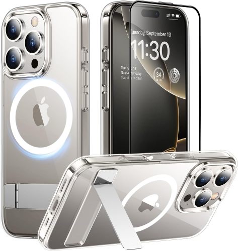 Temdan Magnetic Compatible with iPhone 16 Pro Case, [Built-in Invisible Kickstand][Compatible with MagSafe] [Military Grade Shockproof] Slim Translucent Matte Phone Case for iPhone 16 Pro 6.3 