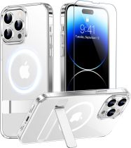 Temdan Magnetic Compatible with iPhone 16 Pro Case, [Built-in Invisible Kickstand][Compatible with MagSafe] [Military Grade Shockproof] Slim Translucent Matte Phone Case for iPhone 16 Pro 6.3 